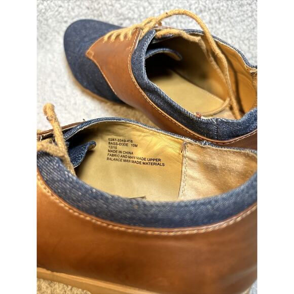 GH Bass Womens Dixie Saddle Shoes Oxfords Flats Denim Brown Trim Laces Up Sz 10M - Picture 10 of 14